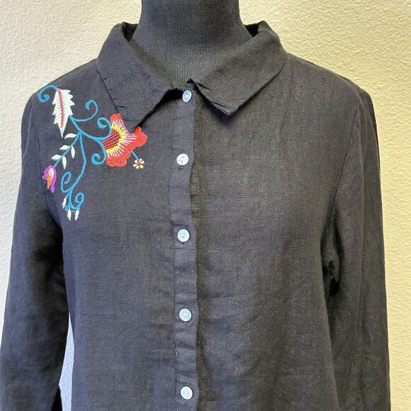 ANTHROPOLOGIE NWT Kyla Seo Small Linen Embroidered Lenni Tunic Blouse Boho - Picture 2 of 8